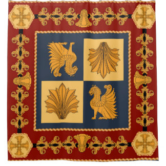 Goldene Löwen: Jugendstil-Schal-Design Duschvorhang