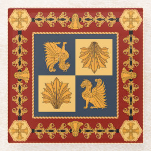 Goldene Löwen: Jugendstil-Schal-Design Glasuntersetzer