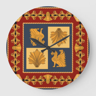 Goldene Löwen: Jugendstil-Schal-Design Große Wanduhr