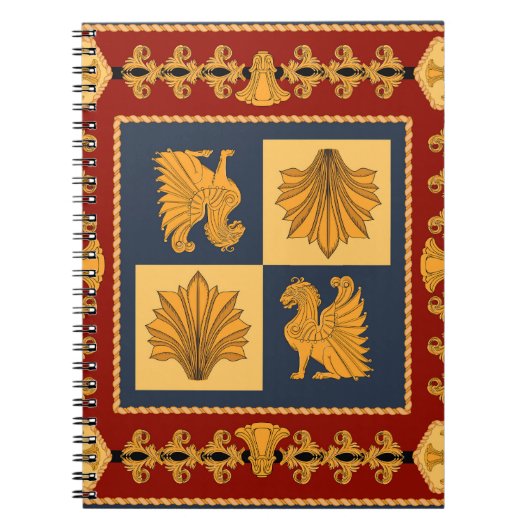 Goldene Löwen: Jugendstil-Schal-Design Notizblock (Vorderseite)