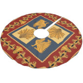 Goldene Löwen: Jugendstil-Schal-Design Polyester Weihnachtsbaumdecke (Schrägansicht)