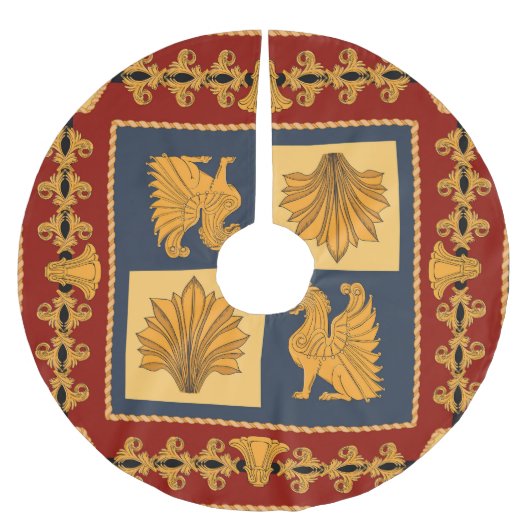 Goldene Löwen: Jugendstil-Schal-Design Polyester Weihnachtsbaumdecke (Vorderseite)