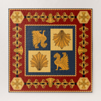 Goldene Löwen: Jugendstil-Schal-Design Puzzle