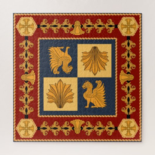 Goldene Löwen: Jugendstil-Schal-Design Puzzle (Vertikal)