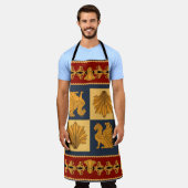 Goldene Löwen: Jugendstil-Schal-Design Schürze (Getragen)