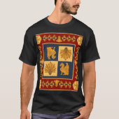 Goldene Löwen: Jugendstil-Schal-Design T-Shirt (Vorderseite)