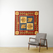 Goldene Löwen: Jugendstil-Schal-Design Wandteppich (Beispiel (Horizontal))