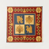 Goldene Löwen: Jugendstil-Schal-Design Wandteppich (Vorderseite)