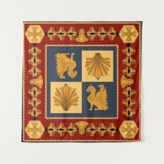 Goldene Löwen: Jugendstil-Schal-Design Wandteppich