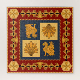 Goldene Löwen: Jugendstil-Schaldesign Puzzle