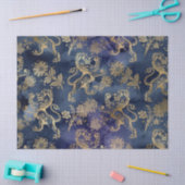 Goldene Löwen und Blume auf Lila Decoupage Seidenpapier (Basteln)