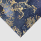 Goldene Löwen und Blume auf Lila Decoupage Seidenpapier (Detail)