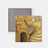 Goldene Löwenstatue am Tempel Magnet (Vorderseite/Rückseite)