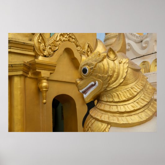 Goldene Löwenstatue am Tempel Poster (Vorne)