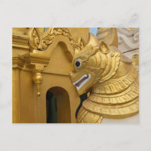 Goldene Löwenstatue am Tempel Postkarte