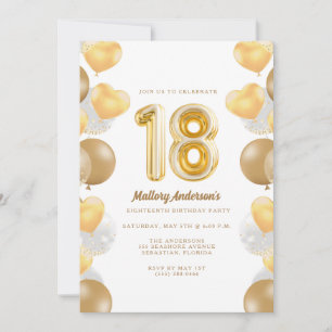 Goldene Luftballons 18. Geburtstagsfeier Einladung