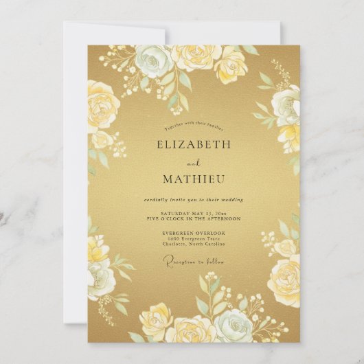 Goldene Luxuriöse Hochzeit Einladung (Vorderseite)