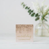 Goldene Luxus Glitzer Microblading Quadratische Visitenkarte (Stehend Vorderseite)