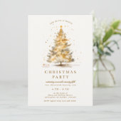 Goldene Luxus-Weihnachtsfeier Einladung (Stehend Vorderseite)