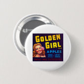 Goldene Mädchen-Äpfel Button (Vorne & Hinten)