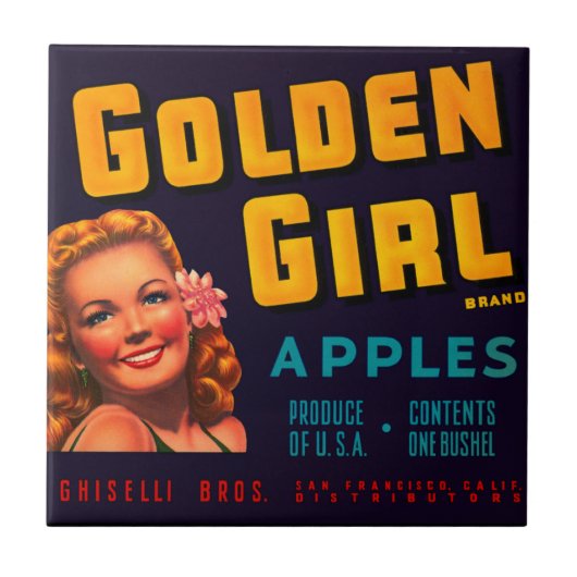 Goldene Mädchen-Äpfel Fliese (Vorderseite)