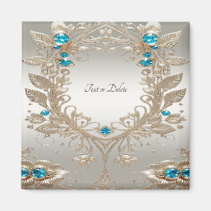 Goldene Magnet mit blauen Steinen verziert