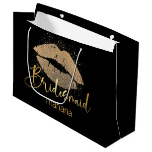 goldene Maid Lippen personalisierter schwarzer Lux Große Geschenktüte
