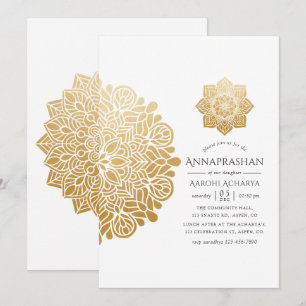 Goldene Mandala-Annaprashan-Erst-Reis-Zeremonie Einladung