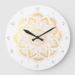Goldene Mandala Blume Große Wanduhr