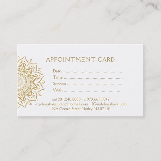 Goldene Mandala-Herzen und Wirbel Terminkarte (Vorderseite)