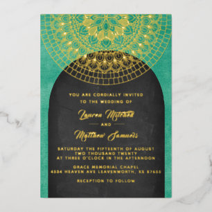 Goldene Mandala-Hochzeitsfolien-Einladung Folieneinladung