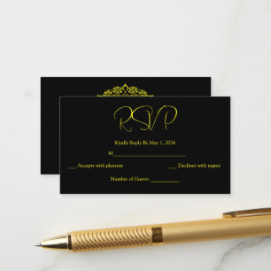 goldene Mandala-Schwarze RSVP-Karte Begleitkarte