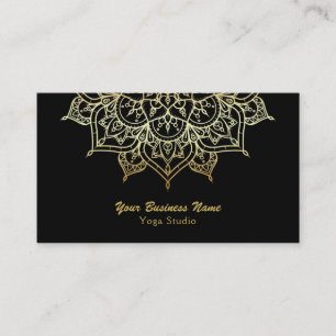 Goldene Mandala Schwarzes Elegantes Chic Modernes Visitenkarte