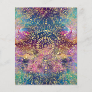 Goldene Mandala-Wasserfarbe Farbige Nebel Flyer