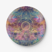 Goldene Mandala-Wasserfarbe Farbige Nebel Pappteller (Vorderseite)