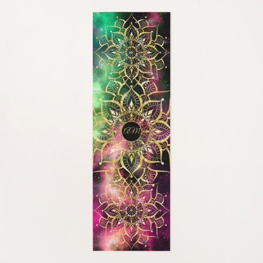 Goldene Mandala Wasserfarbennebel Yogamatte (Vorderseite)