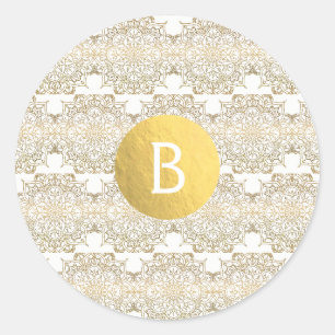 Goldene Mandala Weiße Moderne Elegante Hochzeitsgu Runder Aufkleber