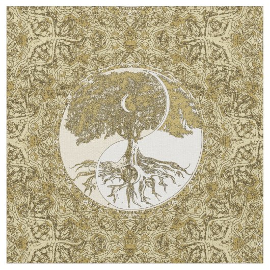 Goldene Mandala Yin Yang Stoff (Nahaufnahme)