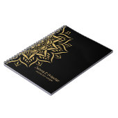 Goldene Mandalaherzen und Wirbel auf schwarz Notizblock (Linke Seite)