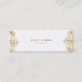 Goldene Mandalarahmen mit weißem Hintergrund Mini Visitenkarte