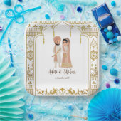 Goldene Mandap Indische Grenzgestaltung Platz Pappteller (Party)