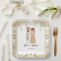 Goldene Mandap Indische Grenzgestaltung Platz