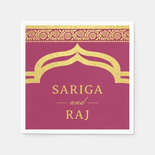 Goldene Marigold Blume Mundap Canopy Arch Wedding Serviette (Vorderseite)