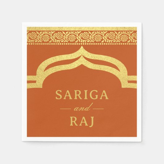 Goldene Marigold Blume Mundap Canopy Arch Wedding Serviette (Vorderseite)