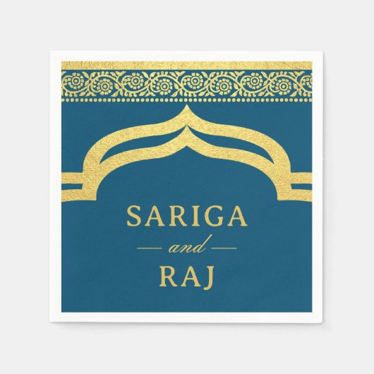 Goldene Marigold Blume Mundap Canopy Arch Wedding Serviette (Vorderseite)