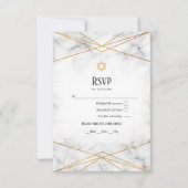 Goldene Marmorgeometrie Bat Mitzvah RSVP Karte (Vorderseite)