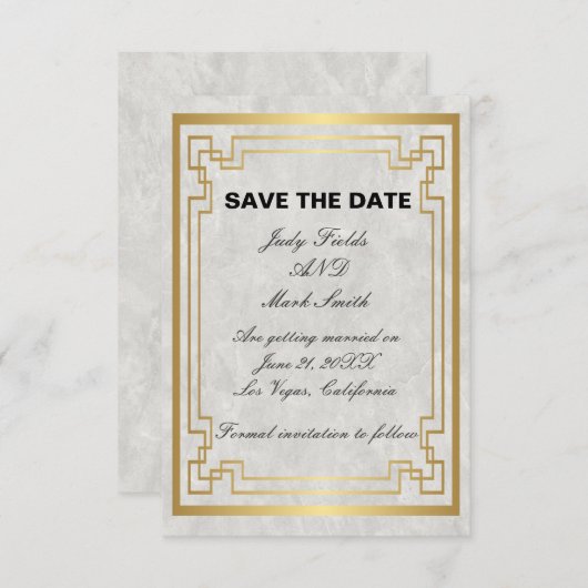 Goldene Marmorhochzeit speichert die Datumskarte (Vorne/Hinten)