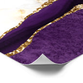Goldene Marmorplatte Lila Agate Wedding Willkommen Poster (Ecke)