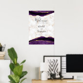 Goldene Marmorplatte Lila Agate Wedding Willkommen Poster (Heimbüro)