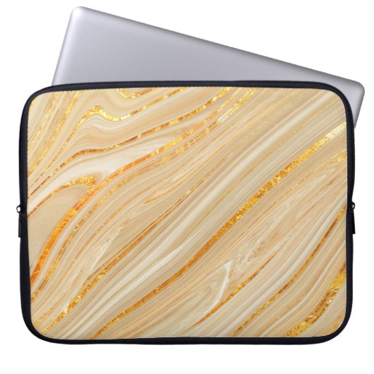 Goldene Marmorstruktur Laptopschutzhülle (Vorderseite)